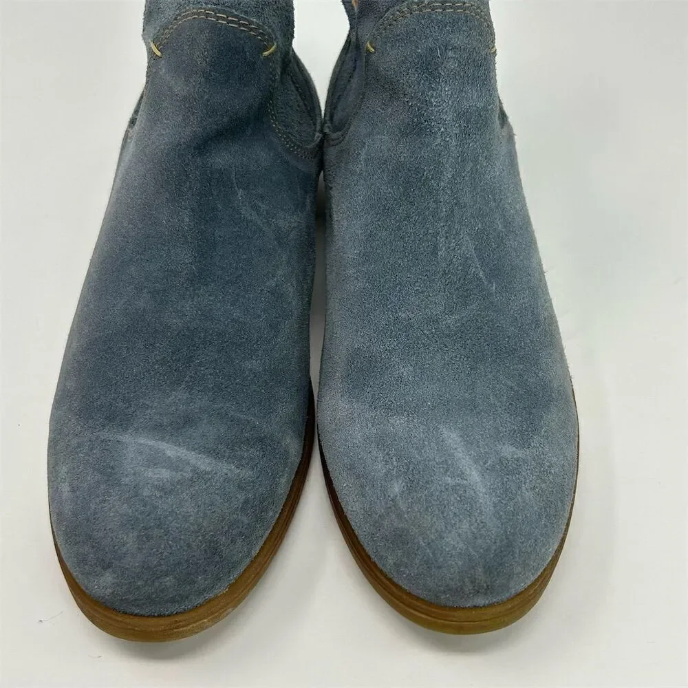 Born Women's Arula Blue Suede Ankle Booties Size 7.5 Casual Fall Back Zipper